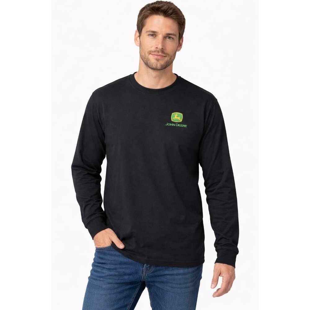 NWT John Deere Men’s Sweatshirt Black 100% Cotton New with Tags Work Hoodie